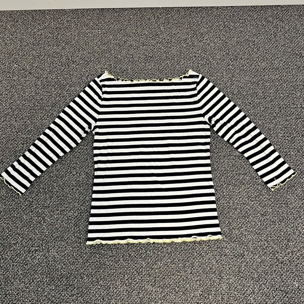 Ann Taylor Striped Shirt with Yellow Detail